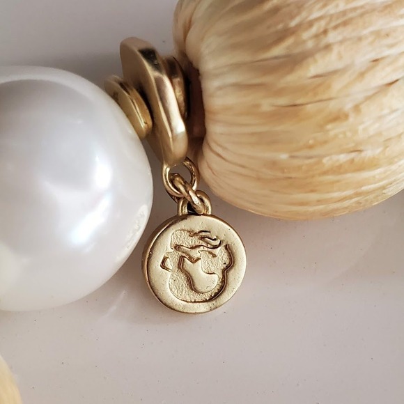 Spartina 449 Bahia Stretch Bracelet with Pearls & Raffia Beads Gold Plate Beachy - Picture 4 of 6